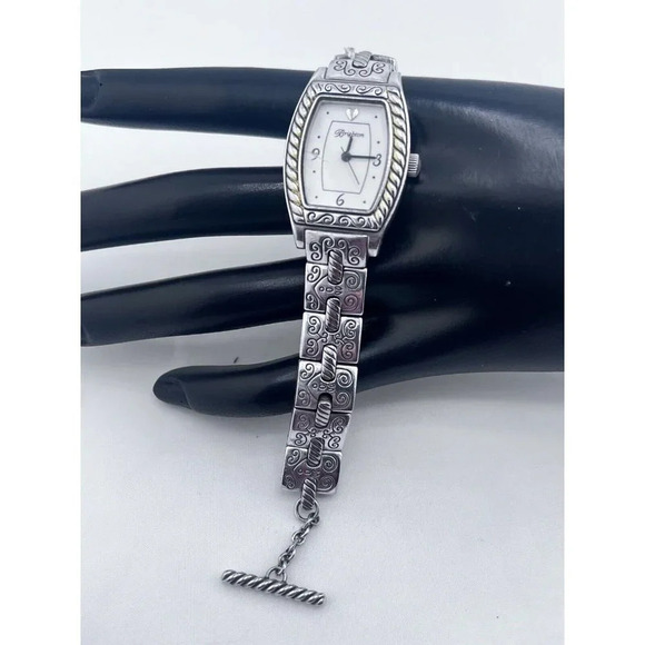 BRIGHTON TOLEDO Silver Gold PLATED New Battery Bracelet WATCH - Picture 1 of 3